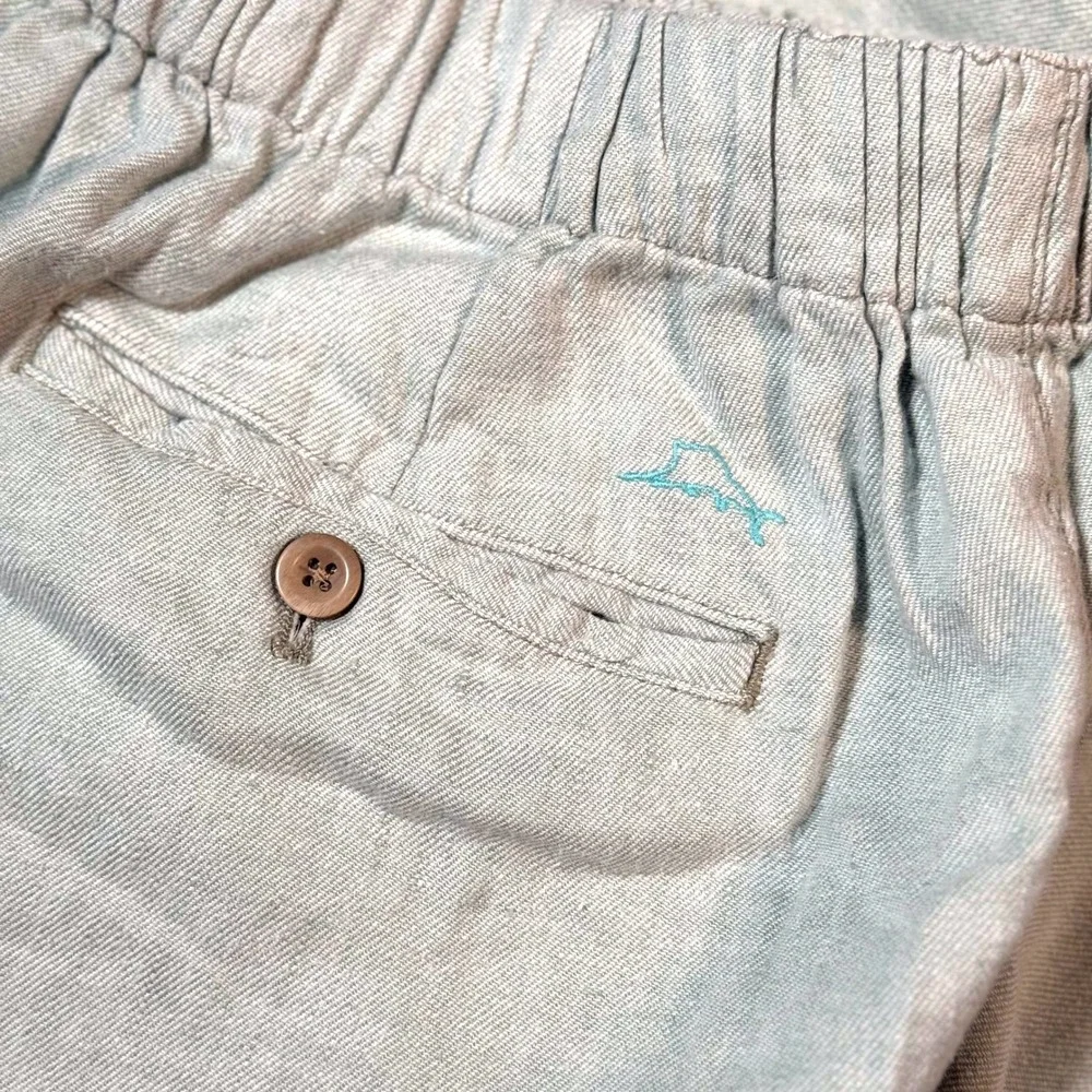 Tommy Bahama Linen Blend Drawstring Pants Light Blue XL Relaxed Beach Coastal